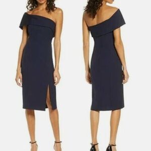 Eliza J Off The Shoulder Scuba Crepe Cocktail Dresss